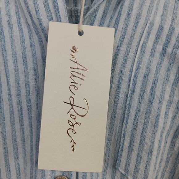NWT Allie Rose Romper Blue and White Striped Size S - Picture 7 of 9